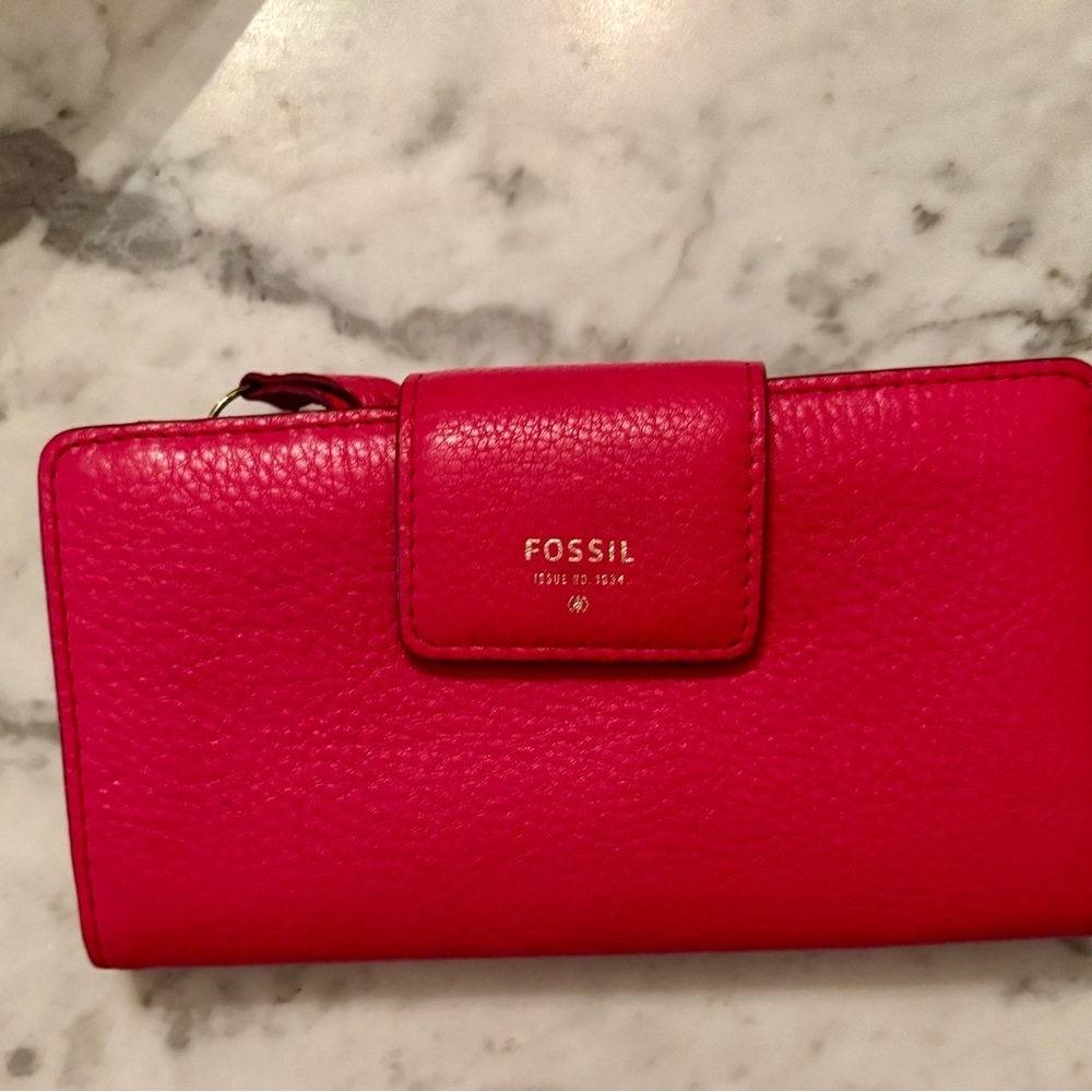 Fossil Women's Red Leather Wallet